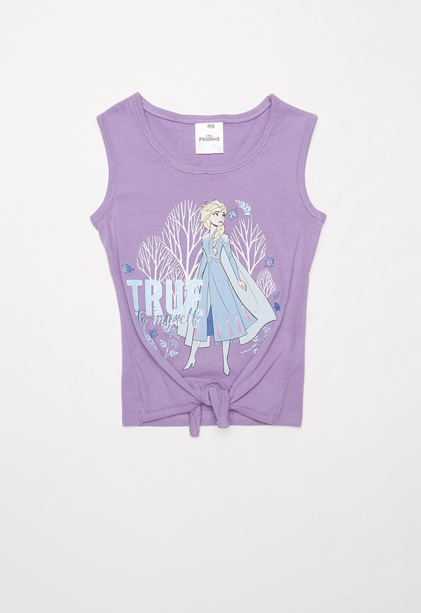 Pop Candy - Girls tie front frozen tee - purple