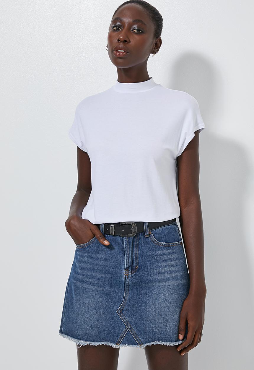 Superbalist - High neck soft feel tee - white