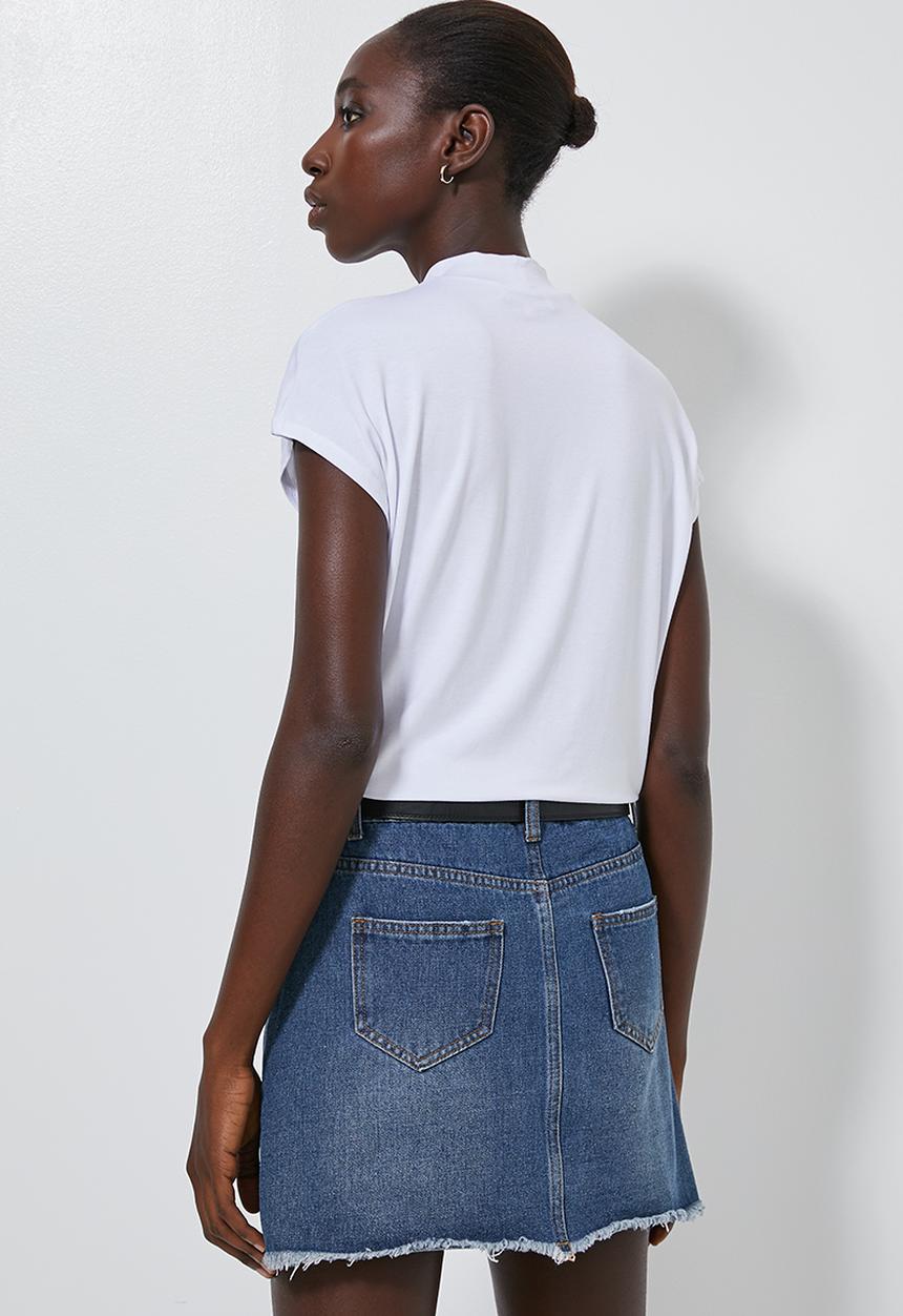 Superbalist - High neck soft feel tee - white