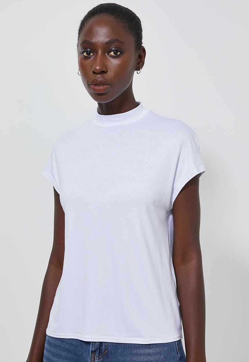 Superbalist - High neck soft feel tee - white