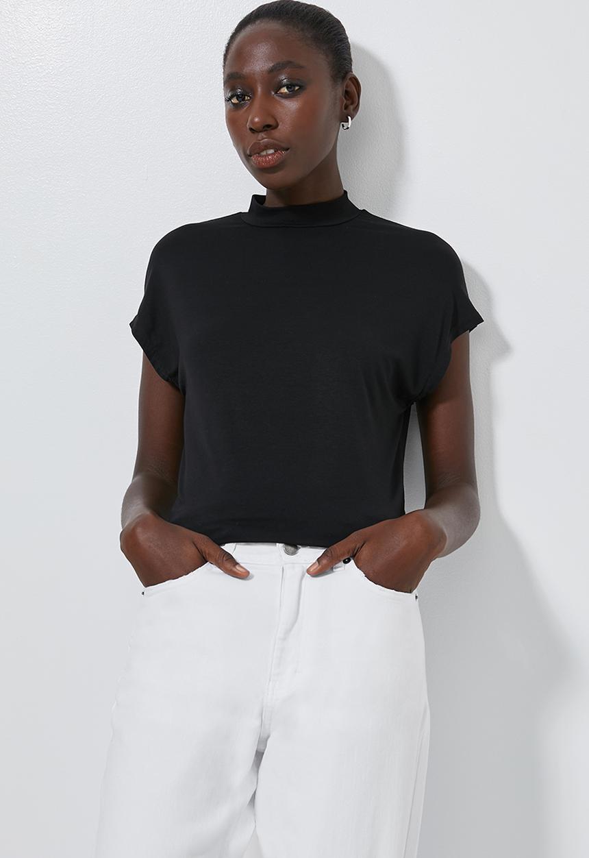 Superbalist - High neck soft feel tee - black