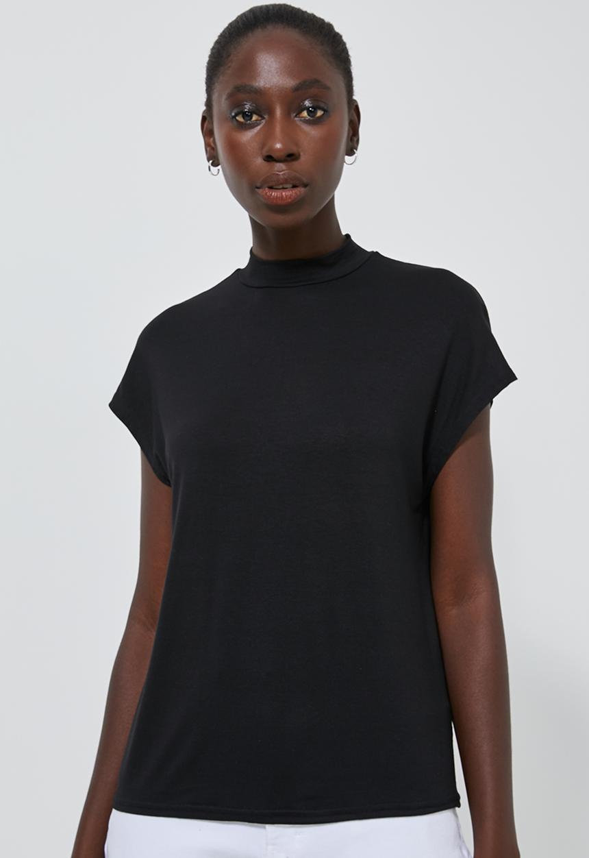 Superbalist - High neck soft feel tee - black