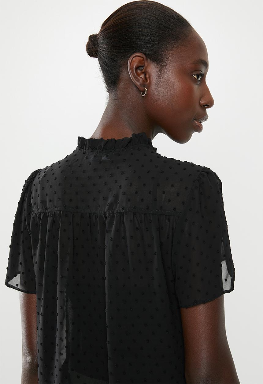 New Look - Dobby tie detail shirt - black