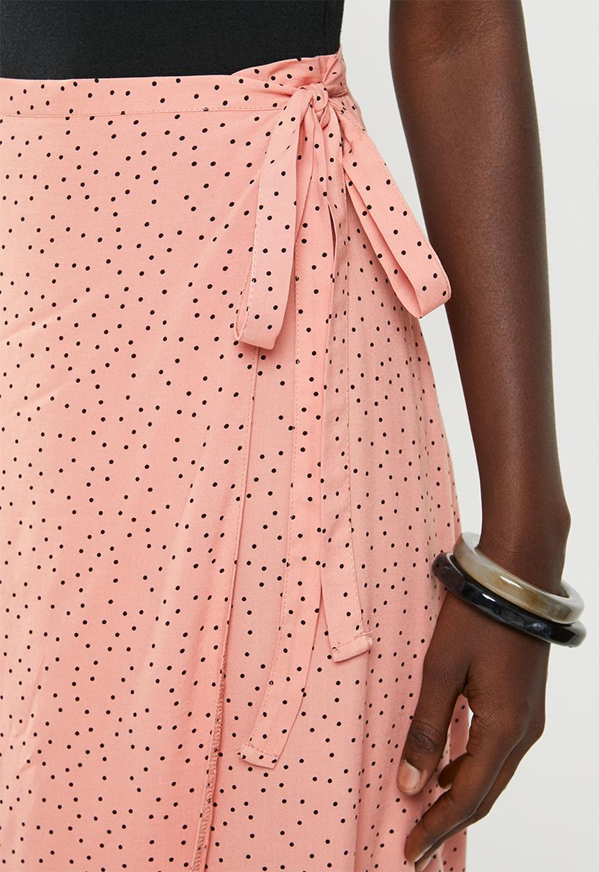 New Look - Ria spot wrap midi skirt - pink