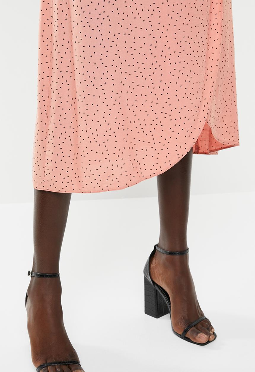New Look - Ria spot wrap midi skirt - pink