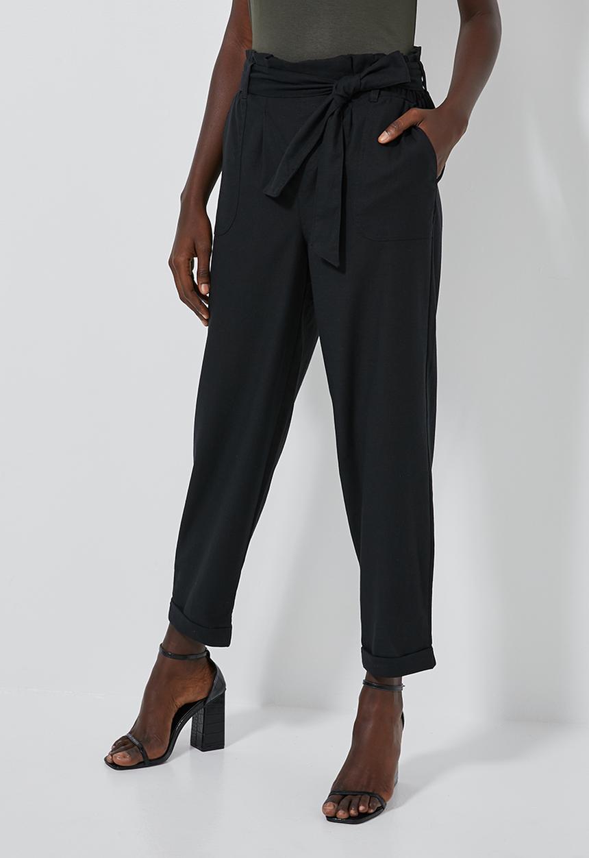 Superbalist - Paperbag trousers - black