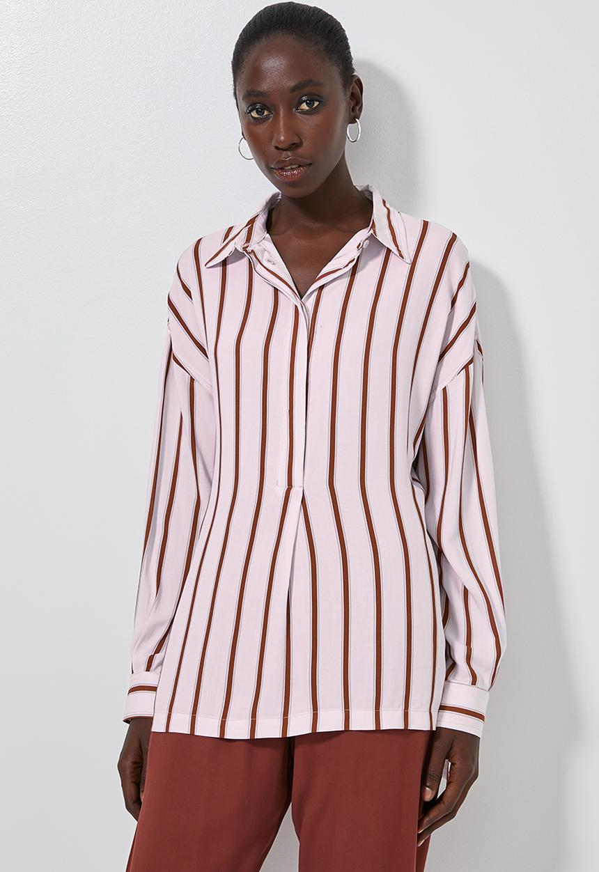 Superbalist - Longline shirt - rust & white 