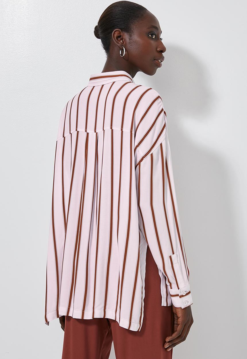 Superbalist - Longline shirt - rust & white 