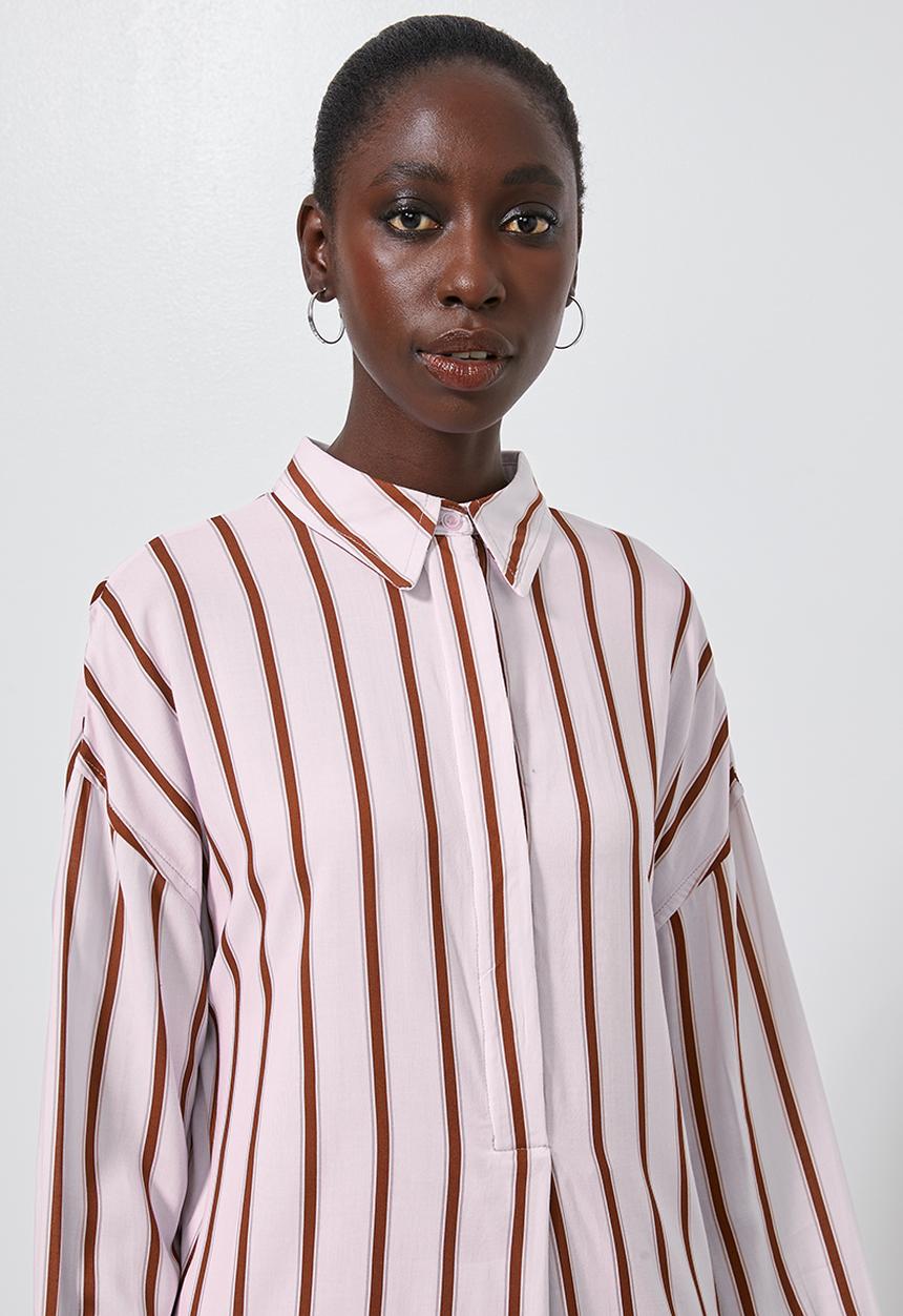 Superbalist - Longline shirt - rust & white 