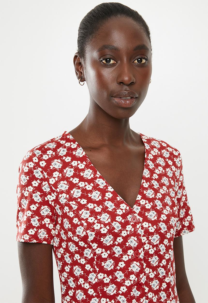New Look - Floral mini dress - red