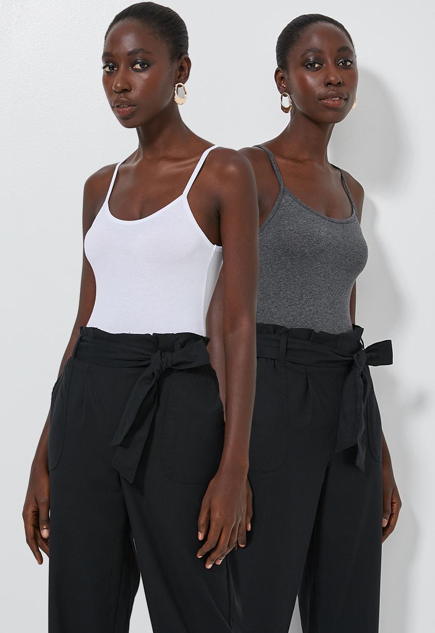 Superbalist - 2 Pack cami bodysuit - white & grey