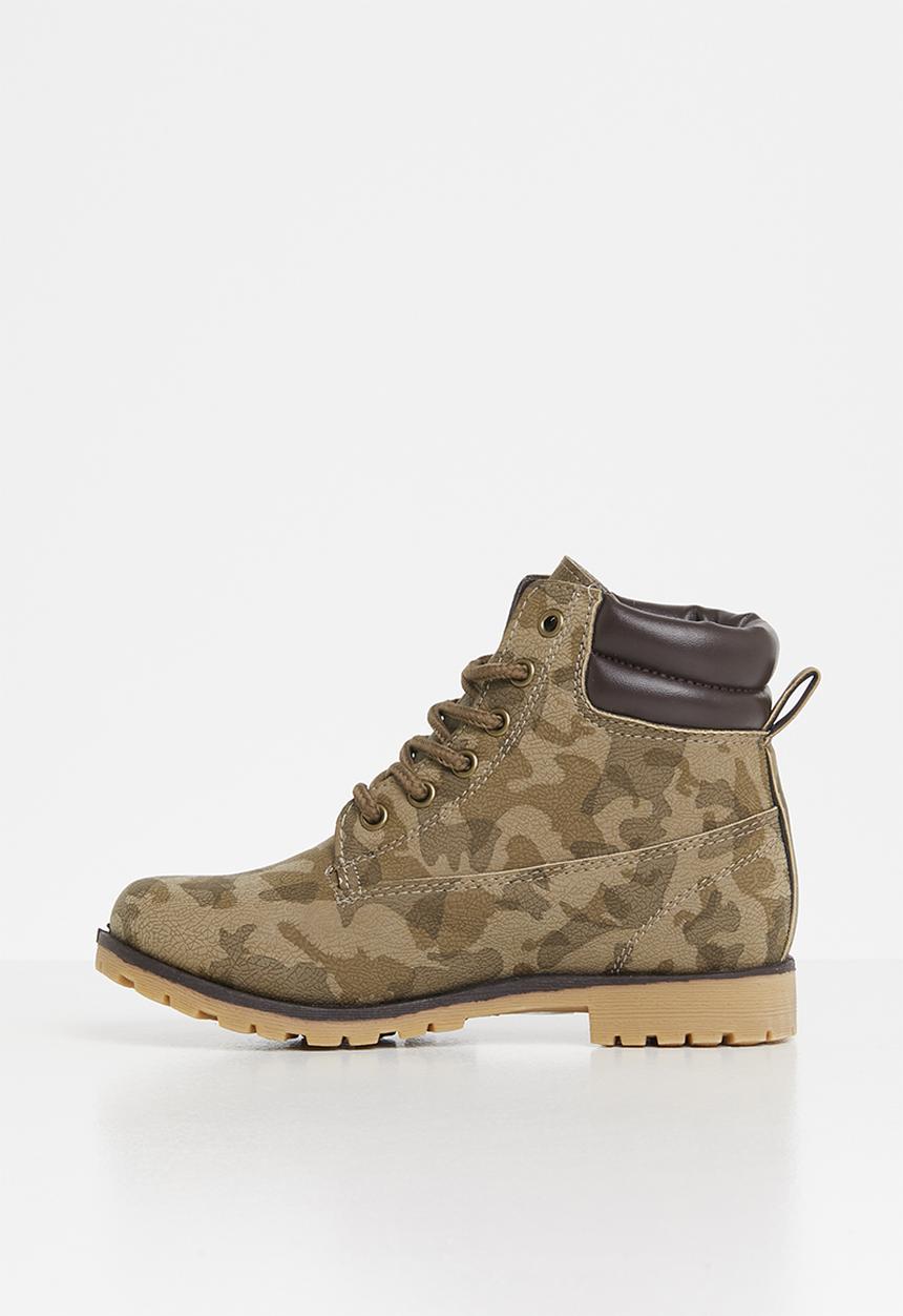 Pop Candy - Camo printed boot - brown & tan