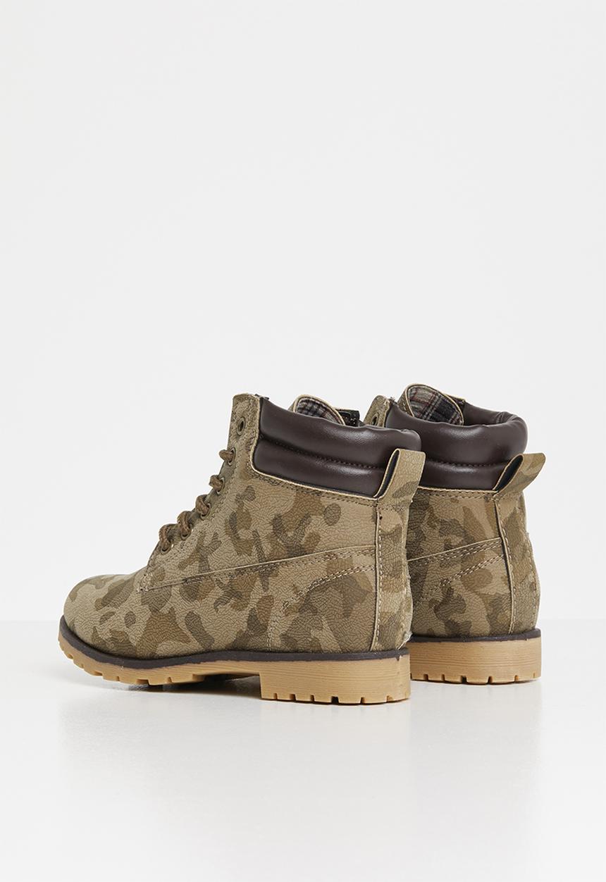 Pop Candy - Camo printed boot - brown & tan
