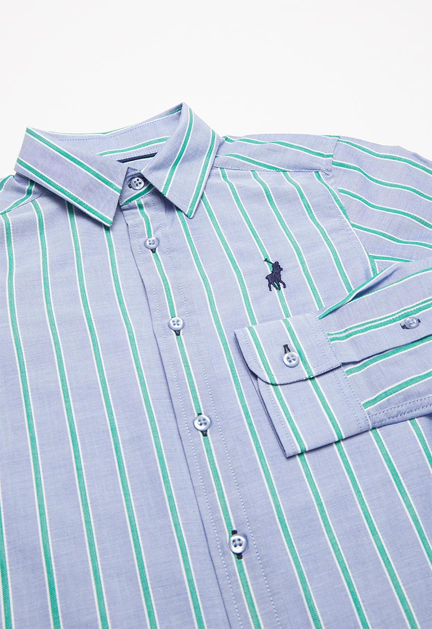 POLO - Boys brandon long sleeve striped shirt - blue