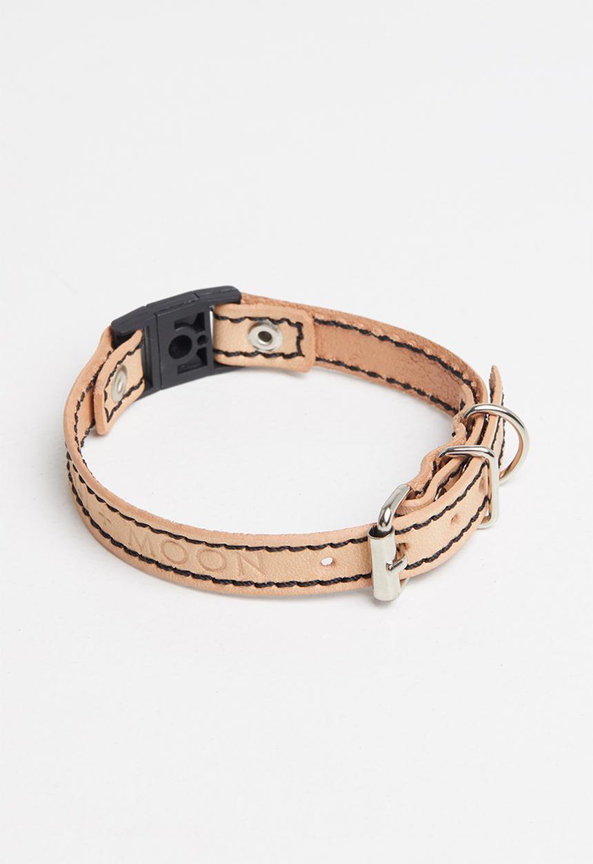 Benji & Moon - Leather cat collar - natural/black