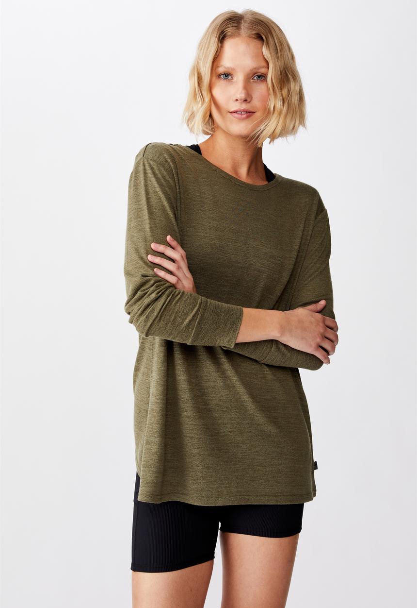 Cotton On - Back twist long sleeve top - khaki