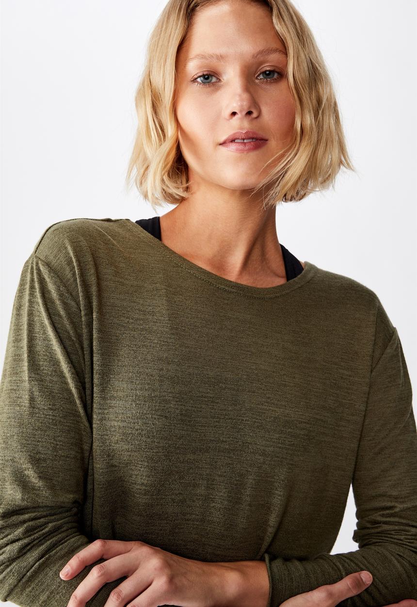 Cotton On - Back twist long sleeve top - khaki
