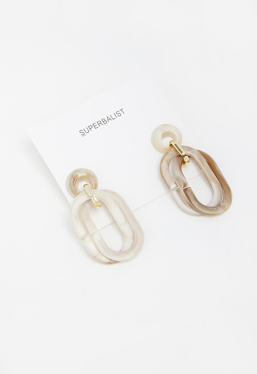 Superbalist - Elongated resin hoop earrings - neutral