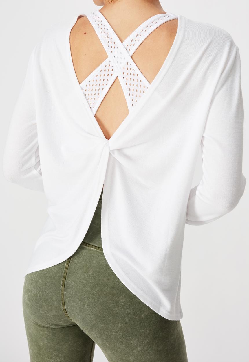 Cotton On - Back twist long sleeve top - white