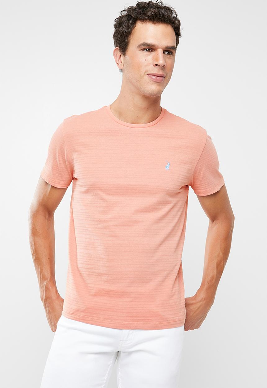 POLO - William self stripe crew neck short sleeve T-shirt - peach