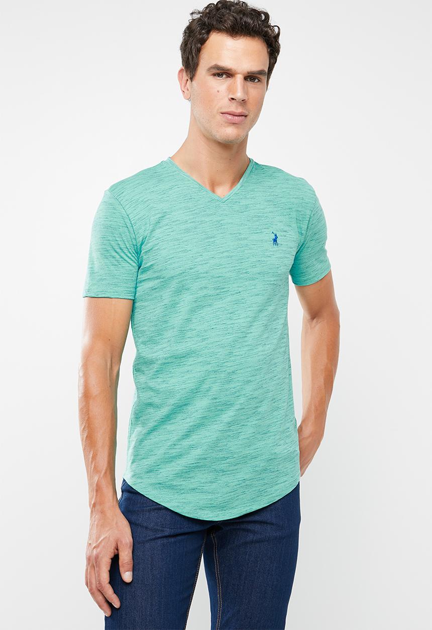 POLO - Oliver space dye V-neck short sleeve T-shirt - turquoise