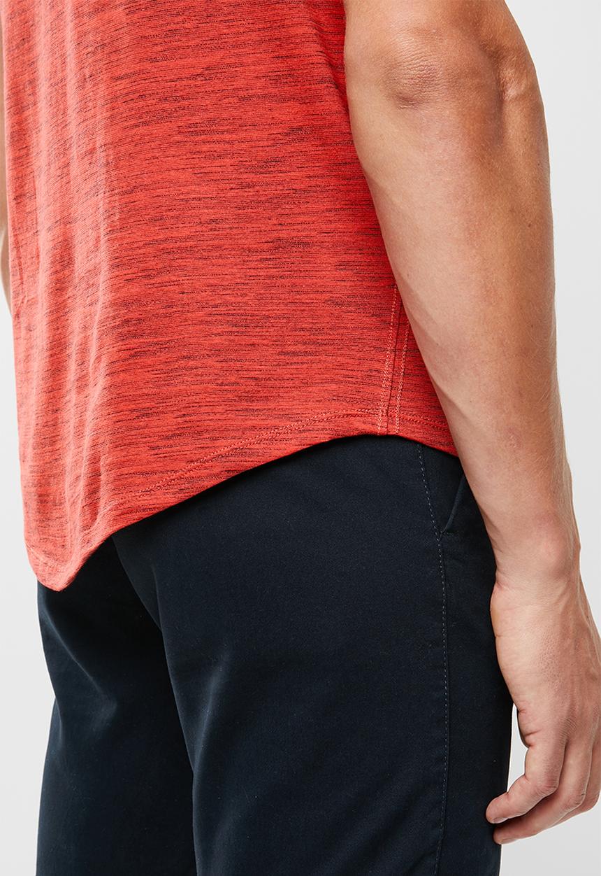 POLO - Oliver space dye V-neck short sleeve T-shirt - tangerine