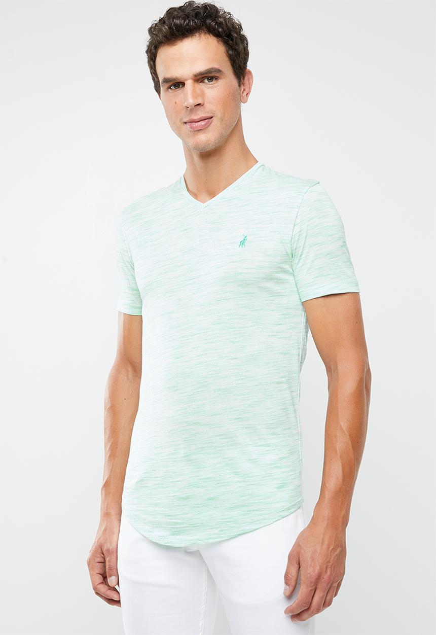 POLO - Oliver space dye V-neck short sleeve T-shirt - blue