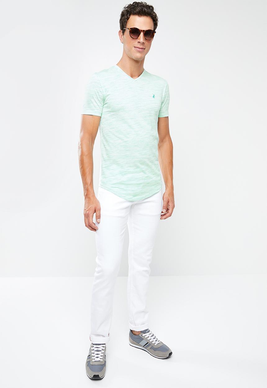 POLO - Oliver space dye V-neck short sleeve T-shirt - blue