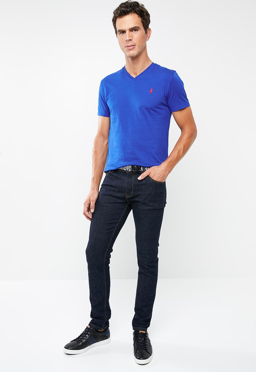 POLO - Michael plain V-neck short sleeve T-shirt - Cobalt