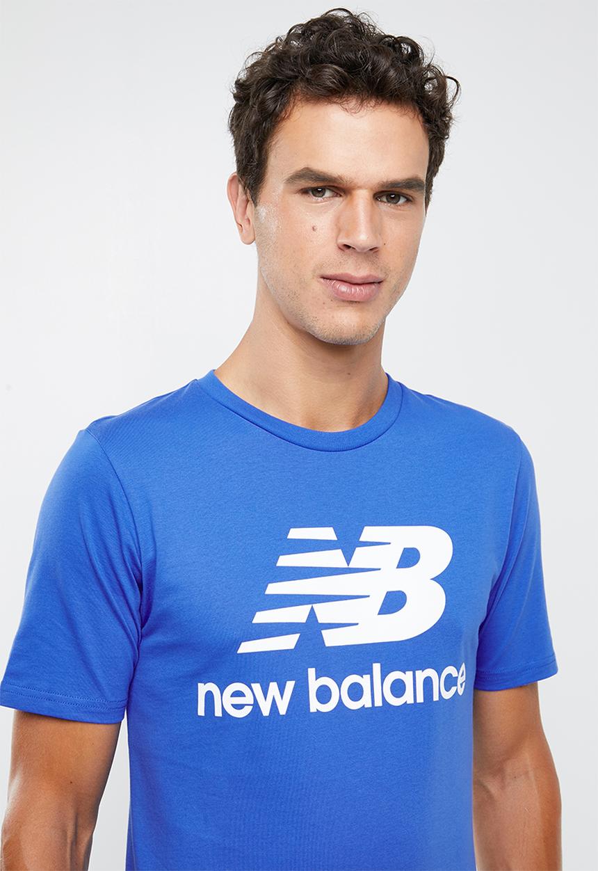 New Balance  - Essentials stacked logo tee - blue