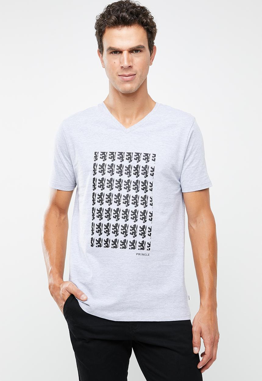 Pringle of Scotland - Callum V-neck short sleeve tee - grey