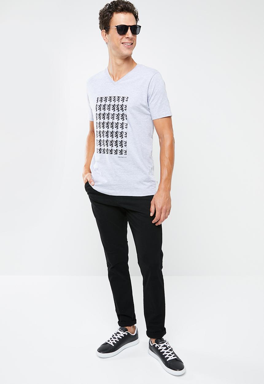 Pringle of Scotland - Callum V-neck short sleeve tee - grey