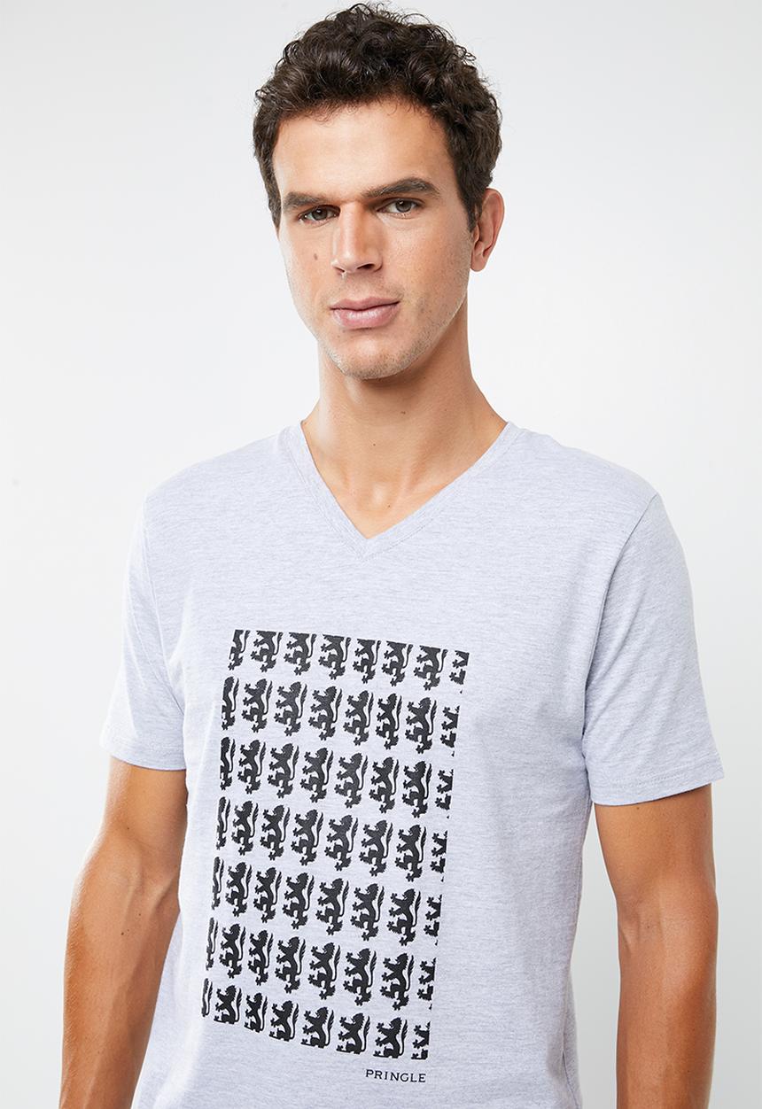 Pringle of Scotland - Callum V-neck short sleeve tee - grey