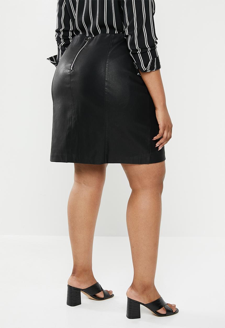 New Look - Curves seam pu mini dress - black