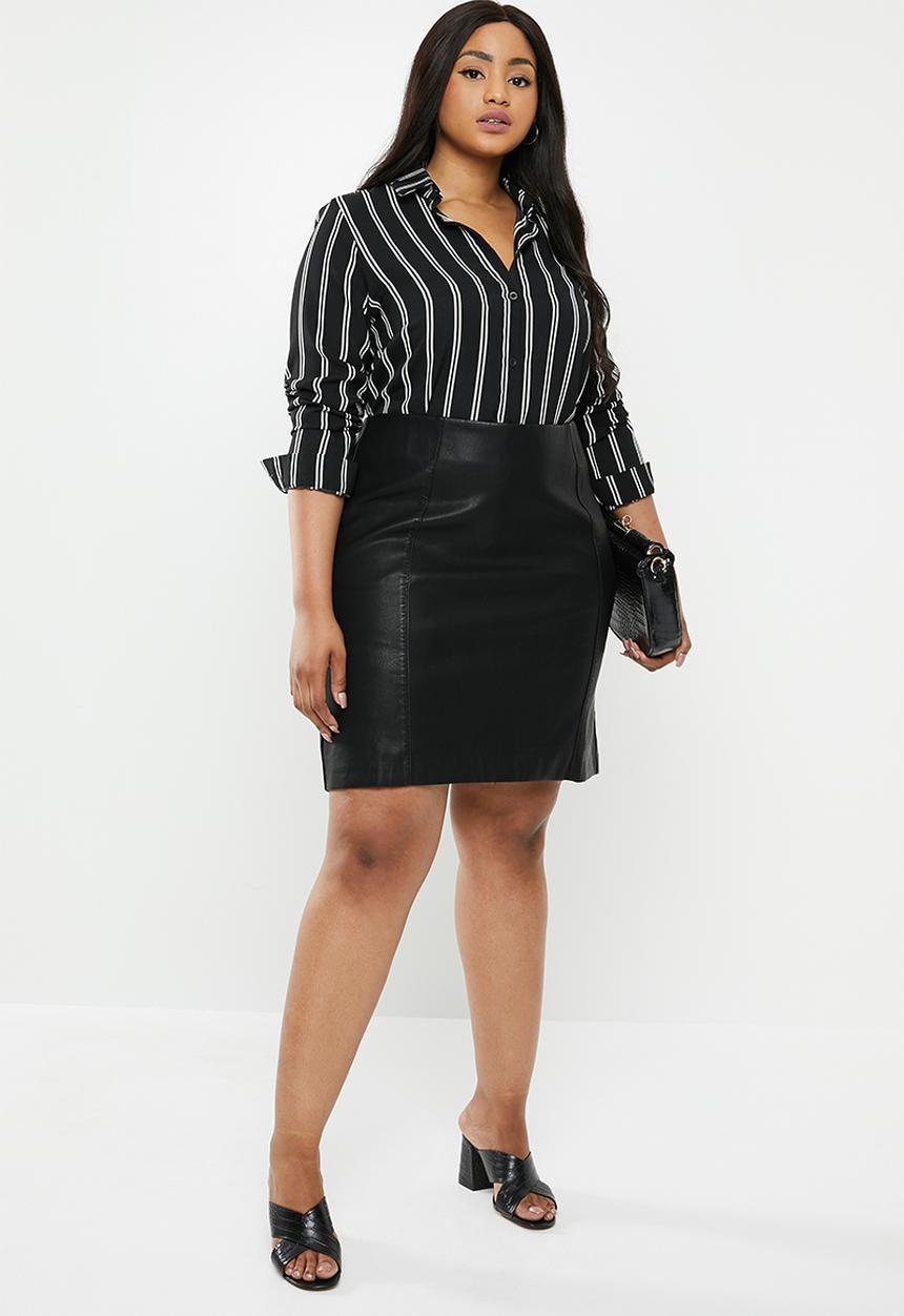New Look - Curves seam pu mini dress - black
