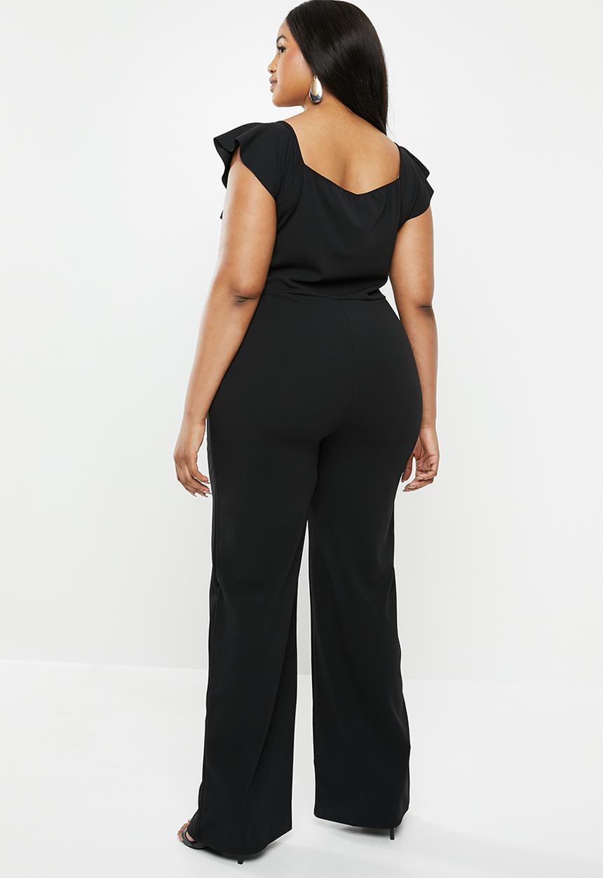 Missguided - Curve cross front frill jumpsuit - black