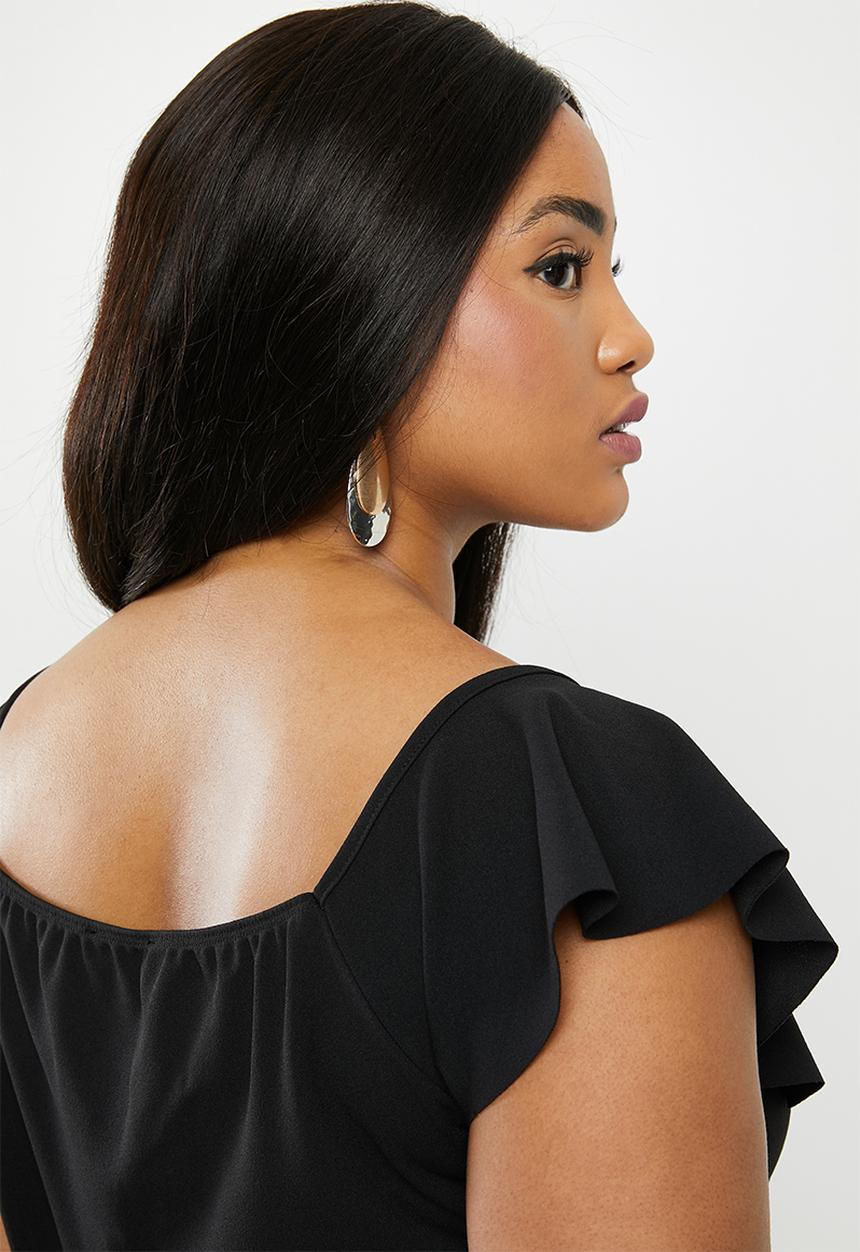 Missguided - Curve cross front frill jumpsuit - black