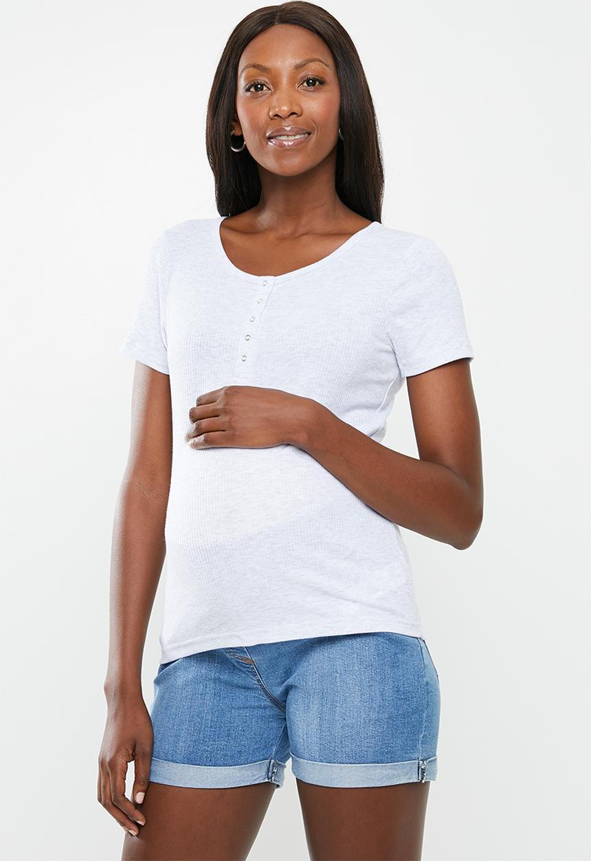 Cotton On - Maternity henley short sleeve top - grey 