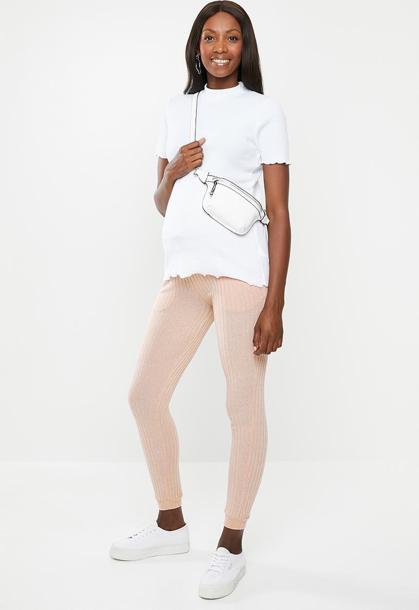 New Look - Maternity c&s rib knit jogger - pink