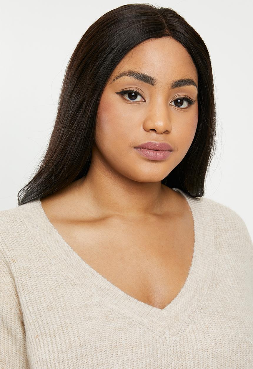 Carmakoma - Shenne long sleeve v-neck pullover - neutral 