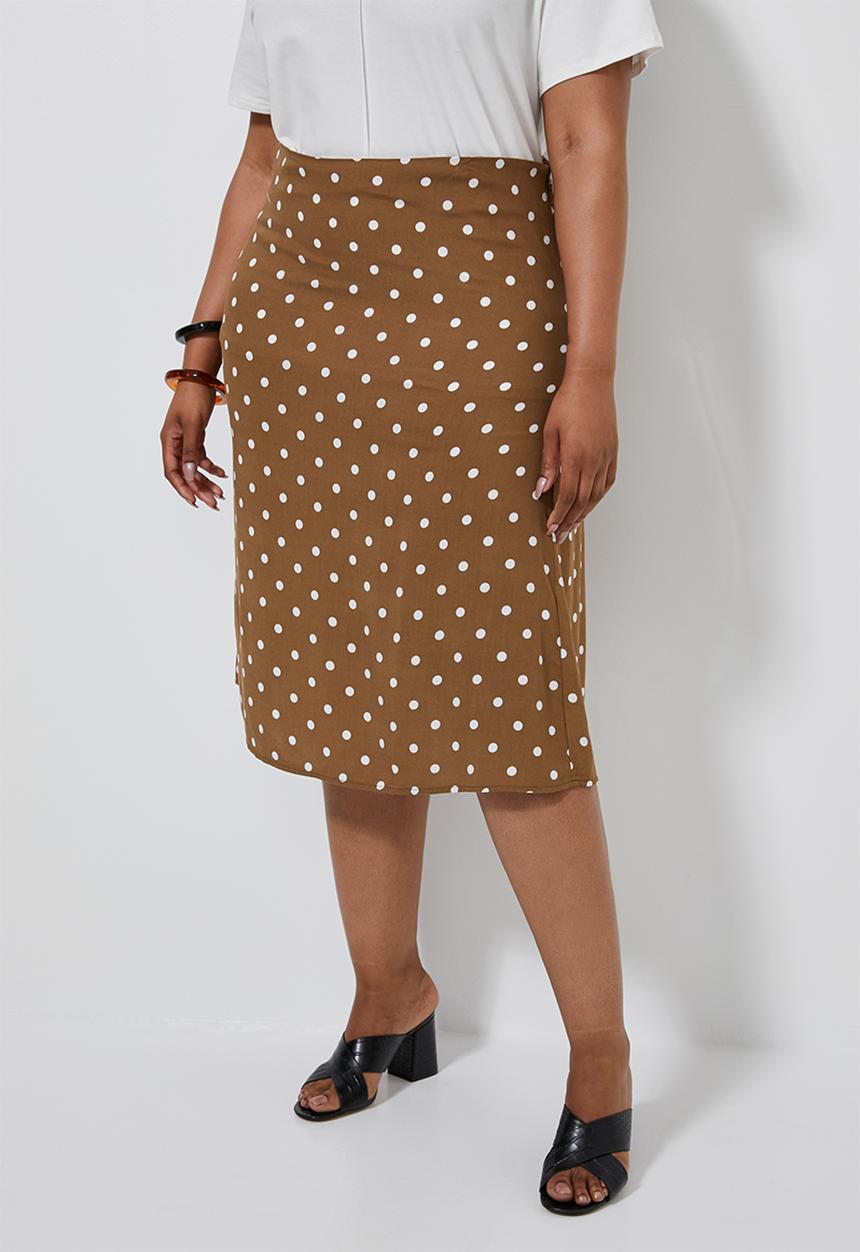 Superbalist - Midi slip skirt - brown & white