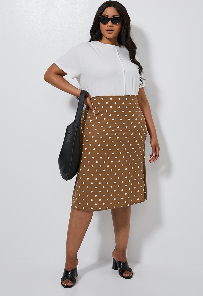 Superbalist - Midi slip skirt - brown & white