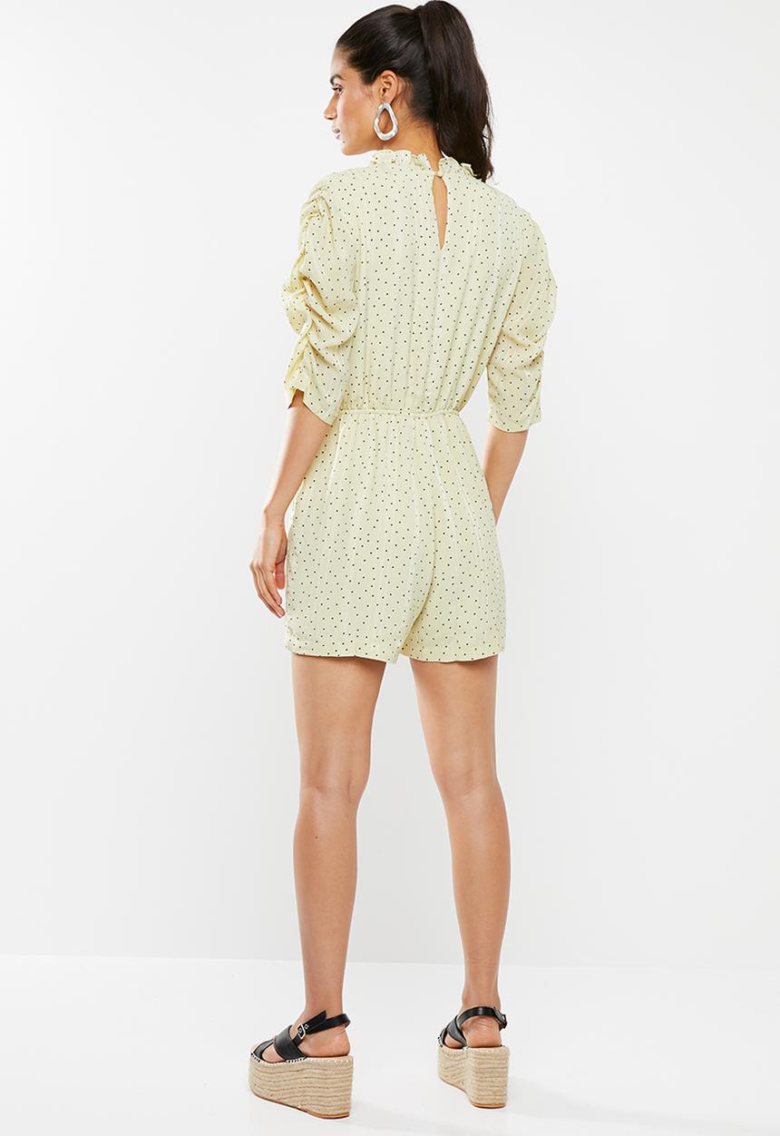 Glamorous - V- neck playsuit - cream & black