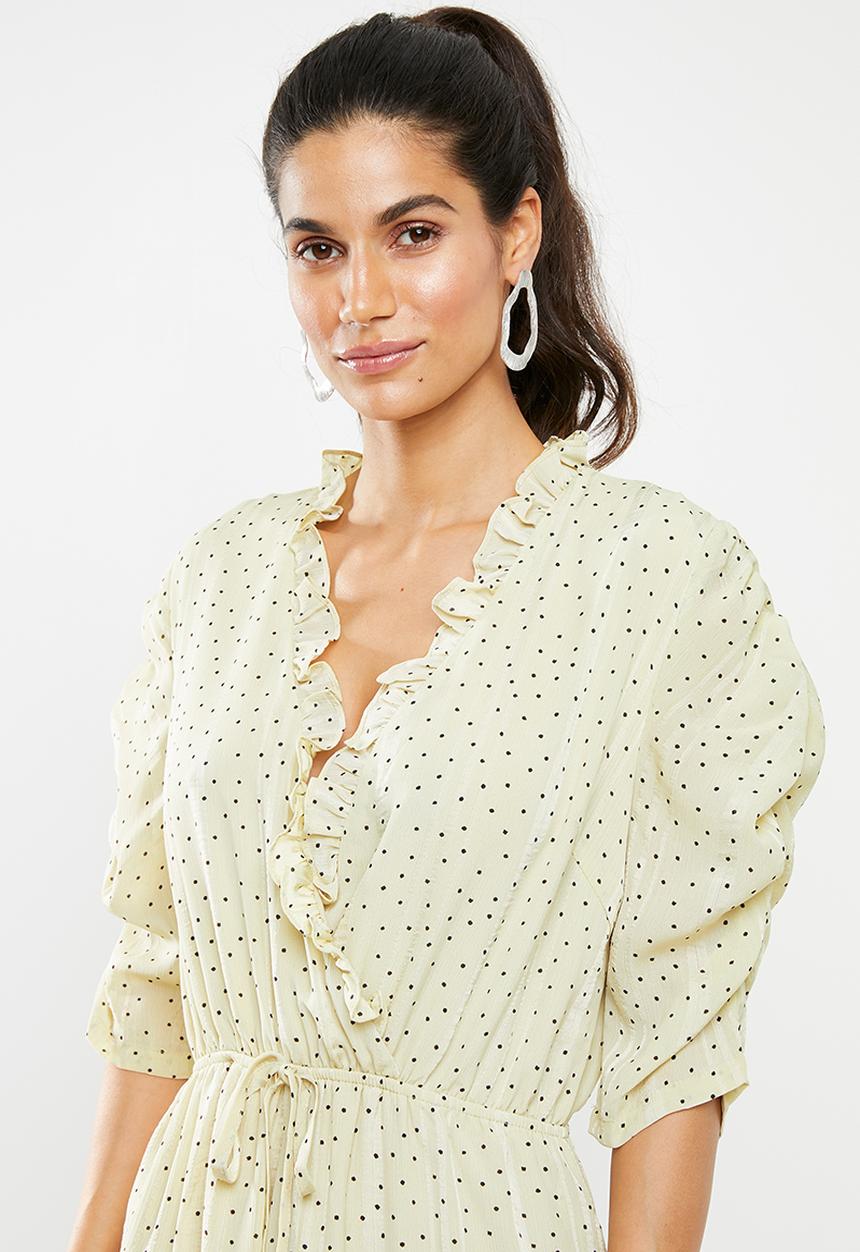 Glamorous - V- neck playsuit - cream & black