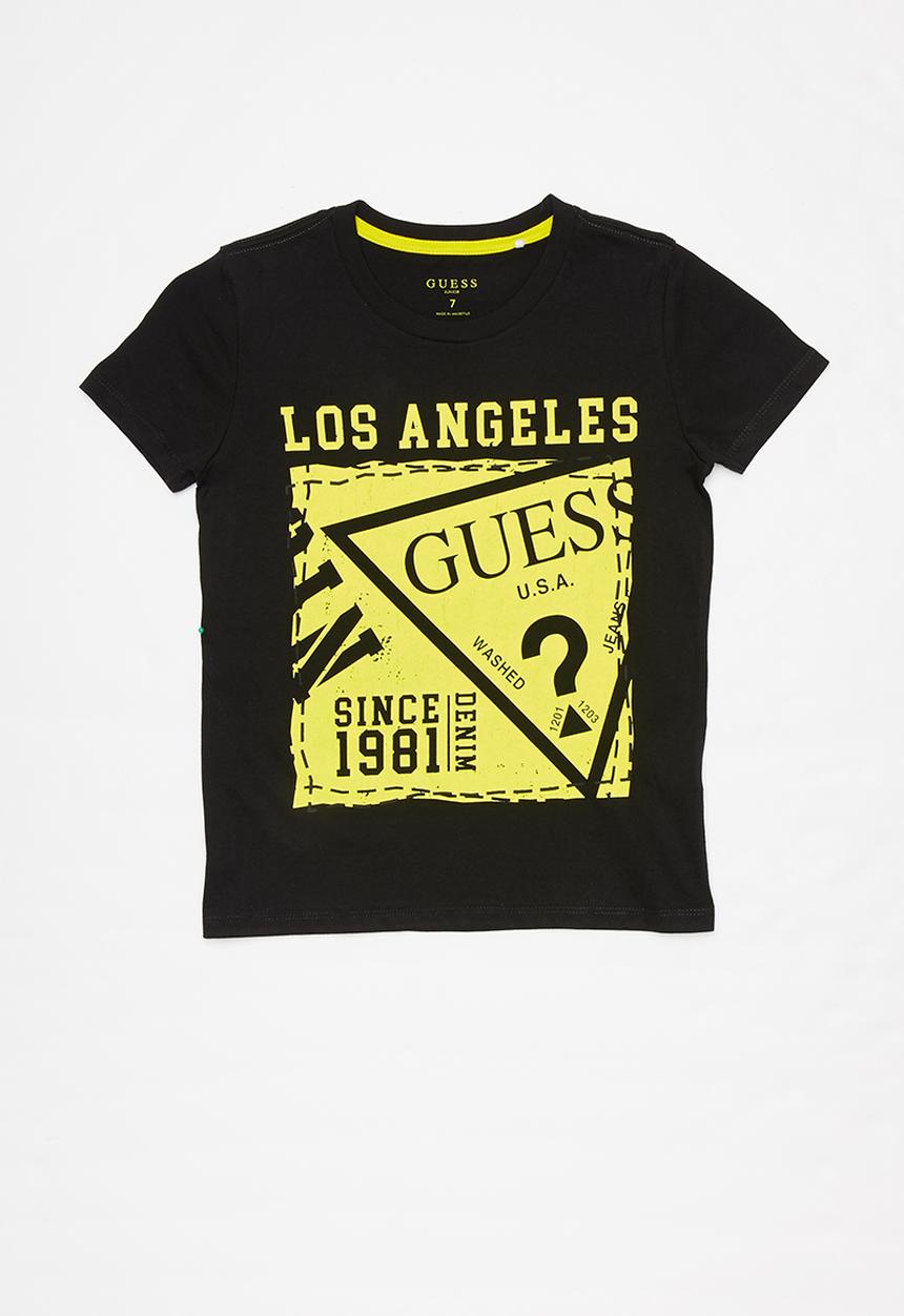 GUESS - Teens short sleeve Guess stamp tee - black & yellow