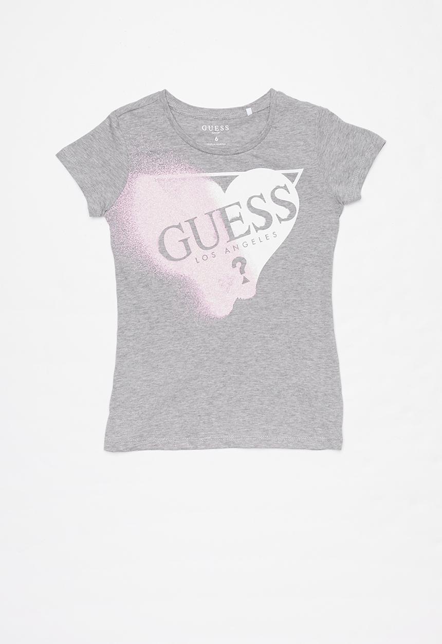 GUESS - Girls faded heart Guess tee - grey