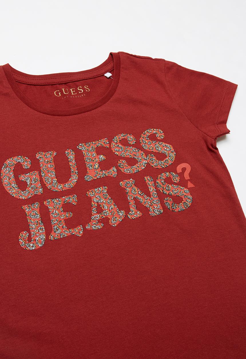 GUESS - Leopard Guess tee - red