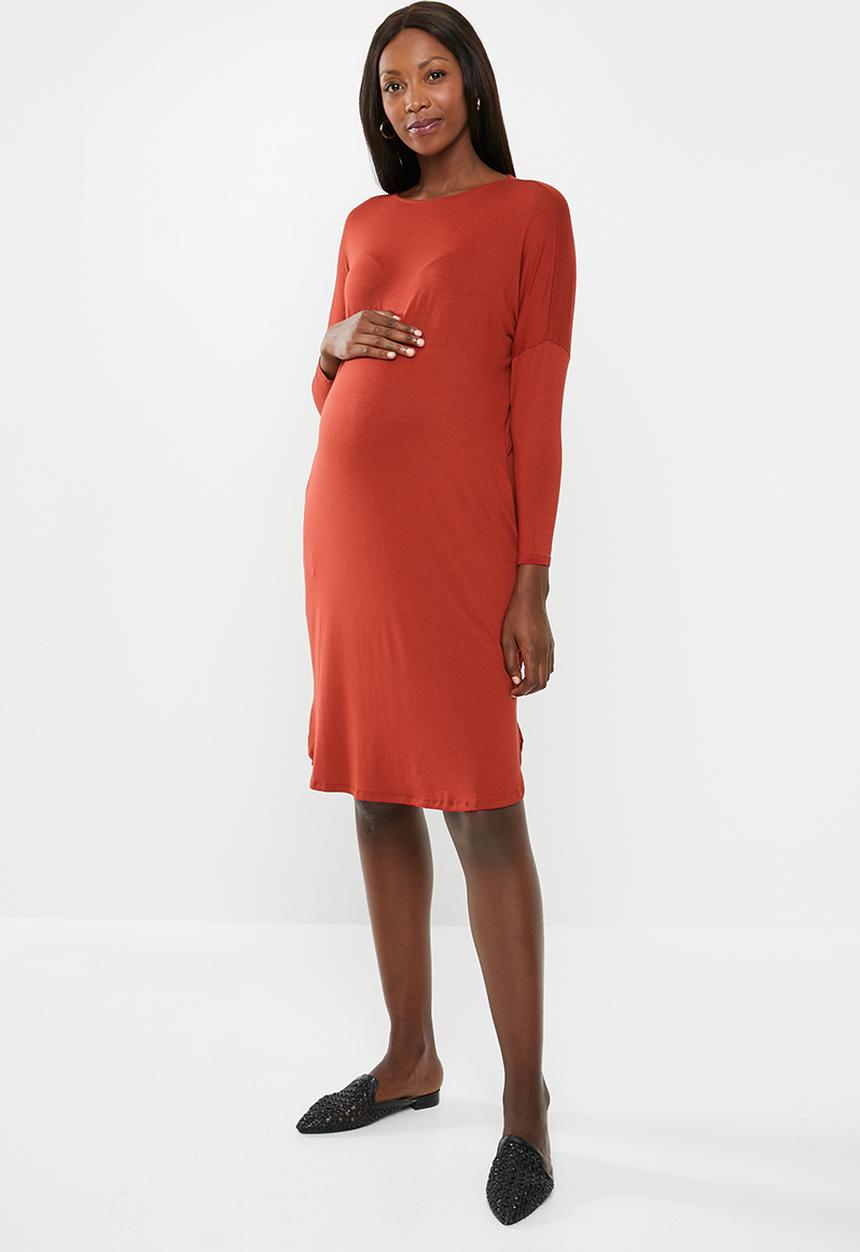 Superbalist - 3/4 sleeve maternity pocket dress - rust