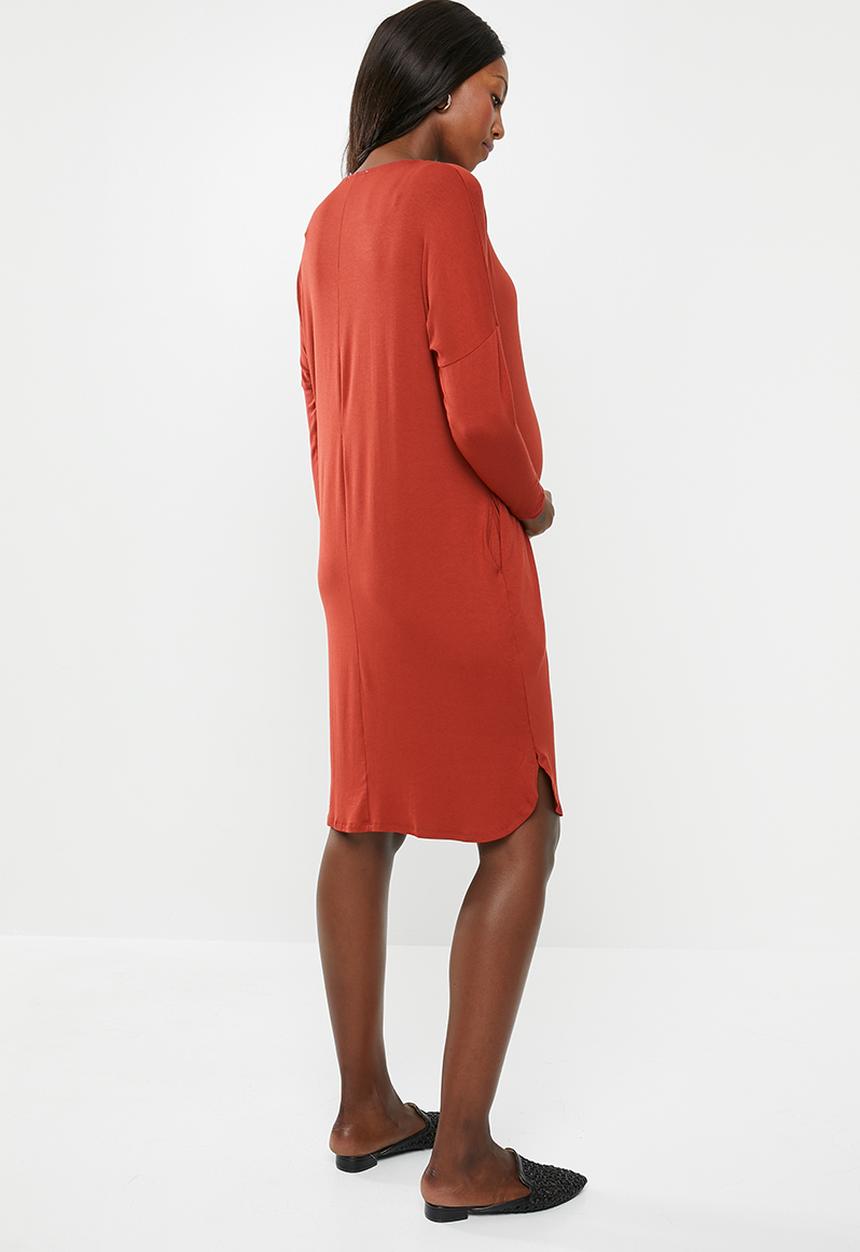 Superbalist - 3/4 sleeve maternity pocket dress - rust