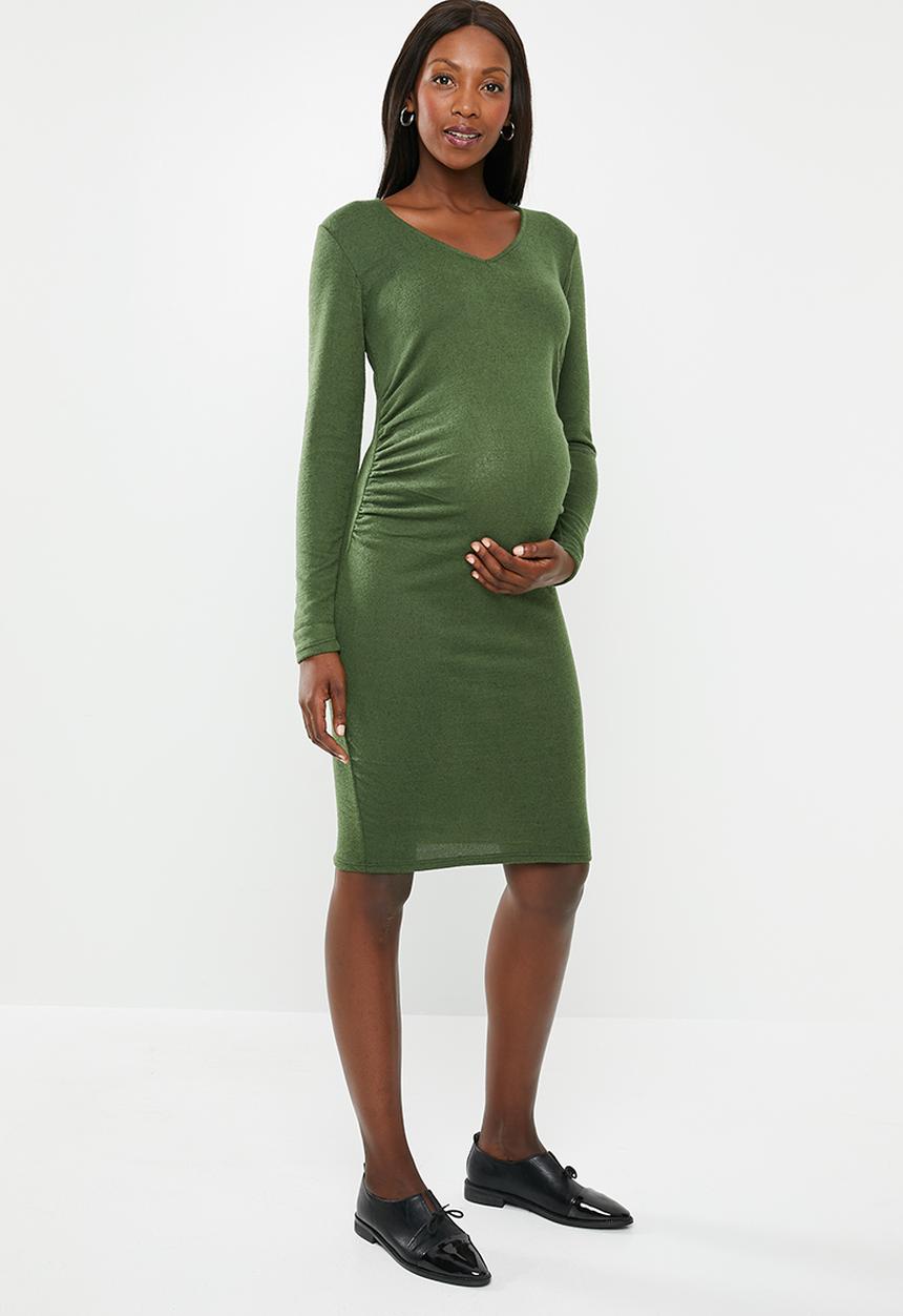 Superbalist - Maternity V-neck rib bodycon - khaki